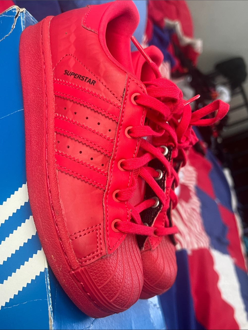 adidas Kids Red Shell-Toe Sneakers